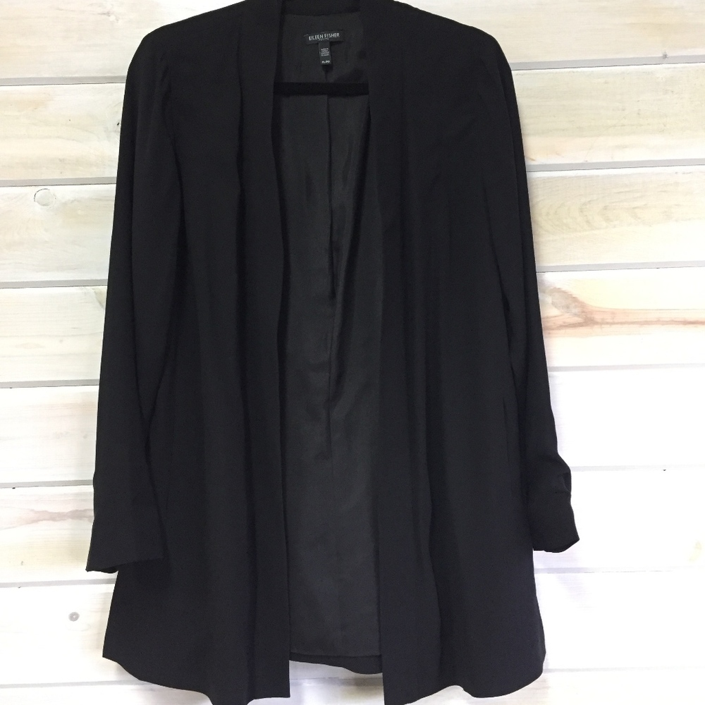 Eileen Fischer Black Silk Jacket